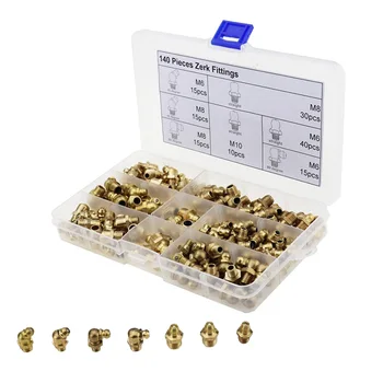 

Easy Install Safety 140x Brass Zerk Grease Assortment M6 M8 M10