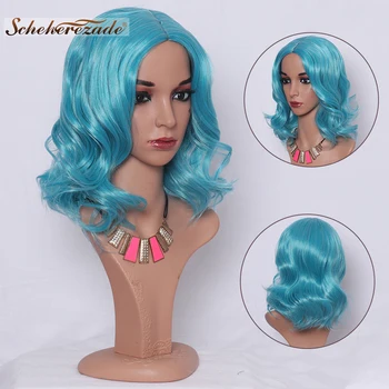 

Scheherezade Bright Blue Short Wave Synthetic Wigs For Women Cosplay Wigs None Lace Wig High Temperature Fiber