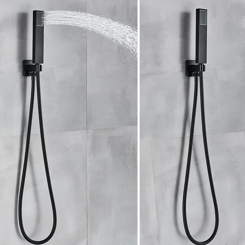 Bathroom Shower Faucet Set Bathroom Faucet Rozin Matte Black Thermostatic Shower Faucet Concealed Install Bathroom Faucets Ceiling Rainfall Big Size Head Shower Mixer Tap