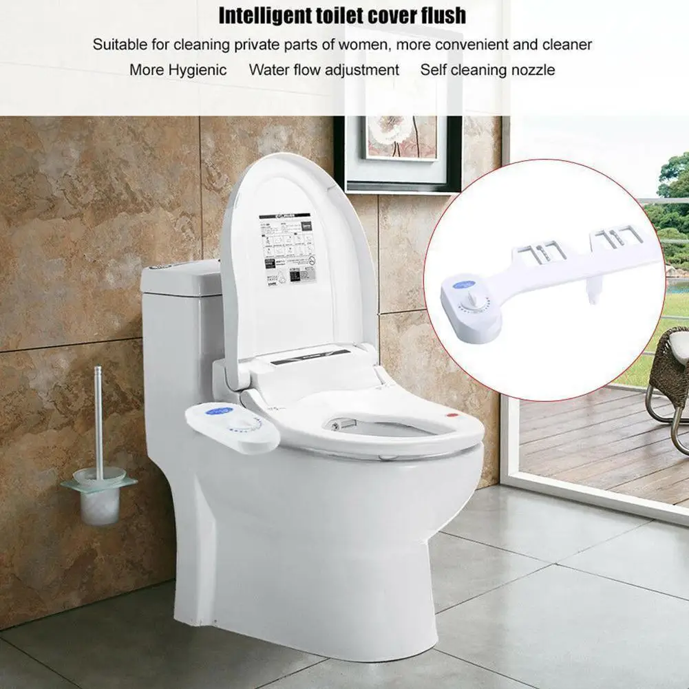 1 Set White Bidet Manual Toilet Flusher Hot And Cold Spray Cleaner Flusher Spray Double Bidet