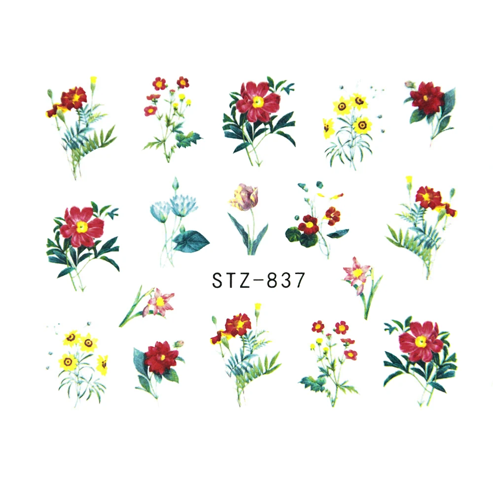 Nail Stickers Sliders For Nails For Manicure Decor Nails Set Nail Design Sliders Flower Leaf Tree Green Nail Art Watermark Decal
