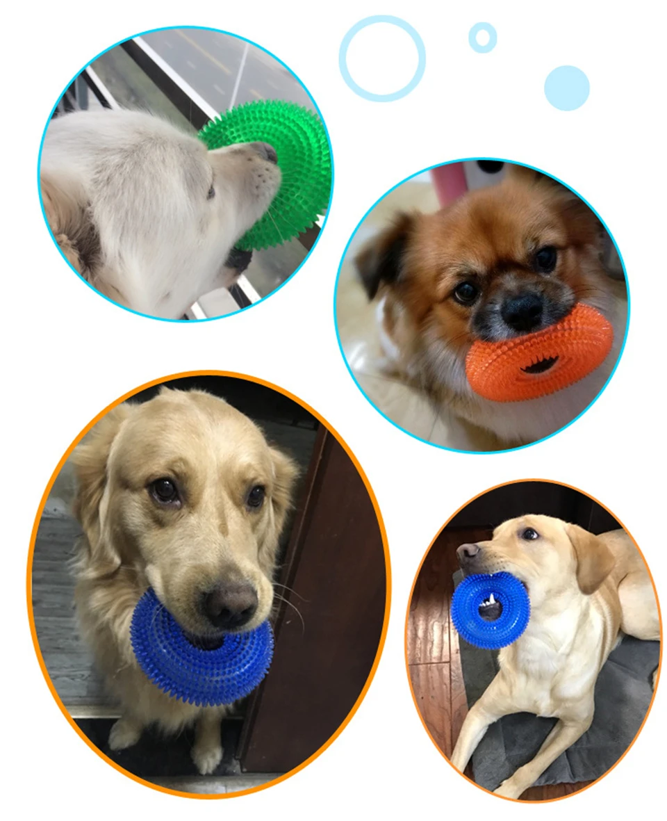 Забавная Интерактивная устойчивая к укусам вокальное кольцо собака игрушка собака Жевательные Зубы Чистка открытый тренировочный мяч-пищалка товары для щенков питомцев
