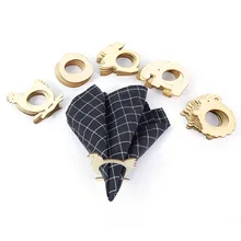 

10Pcs Creative Natural Wooden Bunny Rabbit Chick Egg Wood Pendant Napkin Ring For Making Hotel Table DIY Easter Wedding Craft