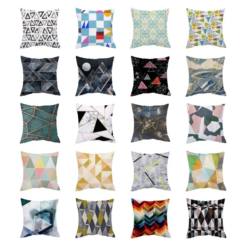 Chic Marble Geometric Sofa Decorative Cushion Cover Pillow Pillowcase Polyester 45*45 Throw Pillow Home Decor Pillowcover Q0555