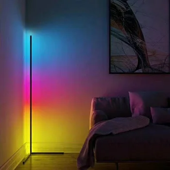

2020 Popular Seven Color Atmosphere Living Room Decorative Standing Luminaire Lighting Simple RGB Line Colorful LED Floor Lamp