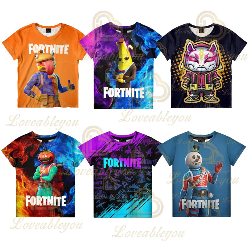 Новая летняя футболка Fortnite для мальчиков Милая с героями мультфильмов мужские и