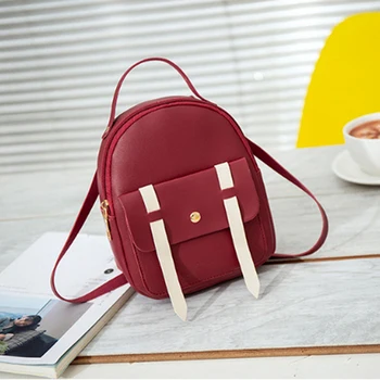 

Pu Mini Backpack Fashion Women Solid Color Schoolbag Small Travel Backpack With Handle Shoulder Bag Bags For Women