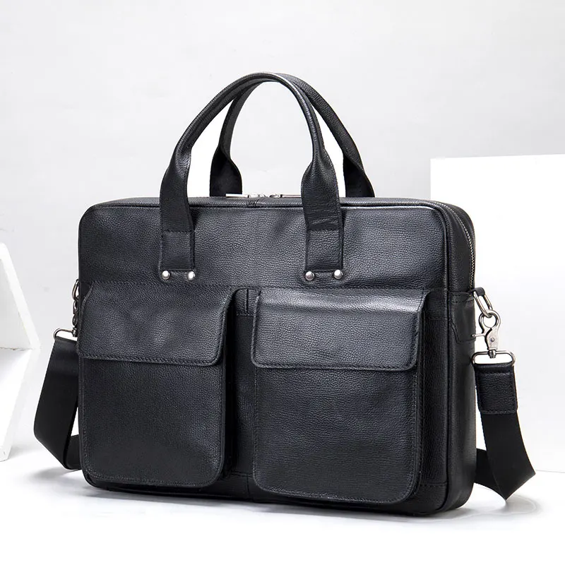 

Luufan Business Men's Genuine Leather Men Black Casual Briefcase For 15.6'' Laptop Bag Men's Shoulder Bag Tote Bags Hot