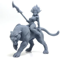

75mm Resin Model Kits Leopard panther and Forest Queen Figure Unpainted Unassembled RW-105