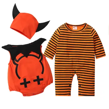 

Halloween Devil Wings Children's Clothing Long-Sleeved Baby One-Piece Suit Devil Hat Baby Rompers Holiday Set Kids clothes boys