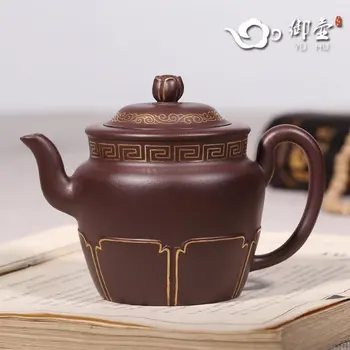 

Royal pot of yixing famous high recommended pure manual paint old palace lantern purple clay teapot kung fu tea set