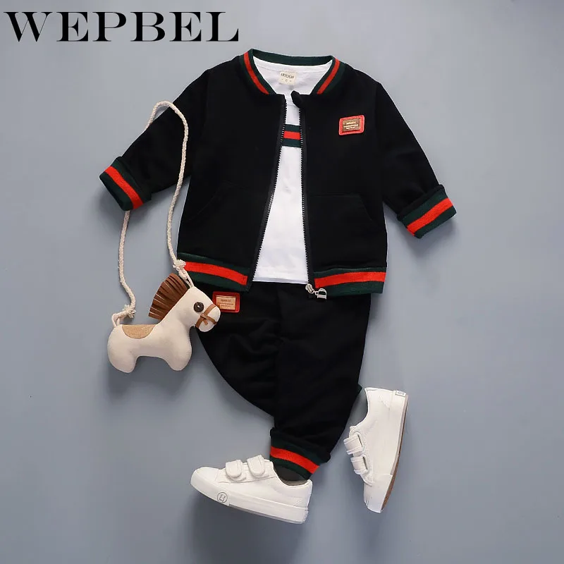 WEPBEL/комплекты одежды для малышей; комплекты одежды для маленьких мальчиков и девочек; пальто; футболка; штаны; Детские повседневные Костюмы