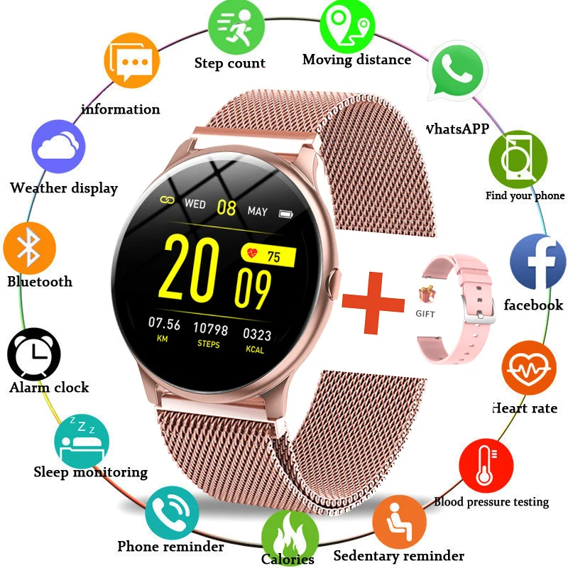 LIGE 2021 New Smart Watch Women Men Heart Rate Blood Pressure Information Remind Sport Multifunctional Waterproof Smartwatch+Box