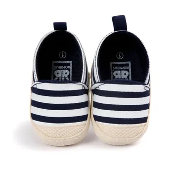 

2018 Fashion Blue Striped Baby Boy Shoes Lovely Infant First Walkers Good Soft Sole Toddler Baby Shoes Hot Sale New P11