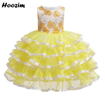 

Beauty Sequin Leaf Tulle Tutu Performance Graduation Desses Girls 4-10 Years Burgundy Puffy Layered Pageant Party Dress Children