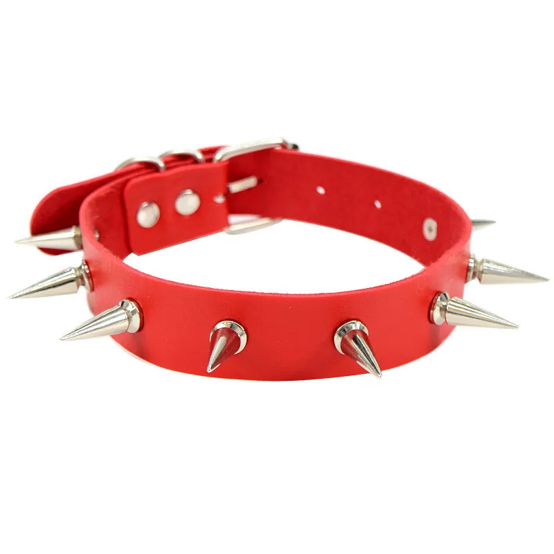 2024 Neue Punk Spike Halsband Halskette aus Leder mit Nieten und Anhänger Gothic Schmuck 8