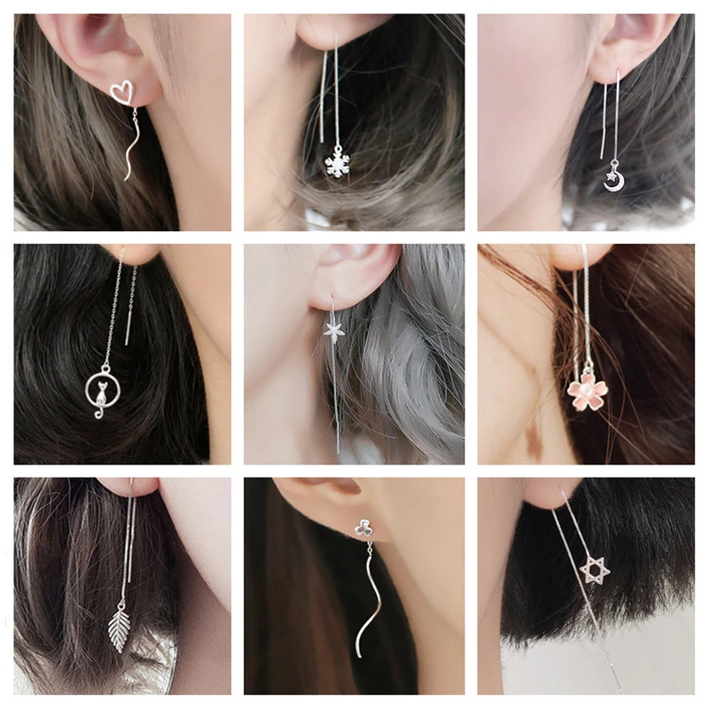 Pendientes de 925 para mujer, joyería de moda, aretes huecos de accesorios de gota, de plata para mujer|Pendientes| - AliExpress