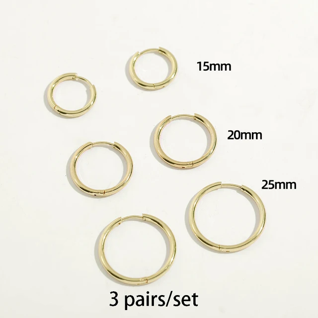 Gold Silver Color Stainless Steel Hoop Earrings for Women Small Simple Round Circle Huggies Ear Rings Steampunk Accessories 208891