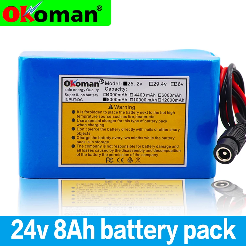 24V 8Ah 18650 Батарея литий Батарея 25,2 8000 мАч Электрический велосипед мопед/Электрический/литий ионный Батарея пакет