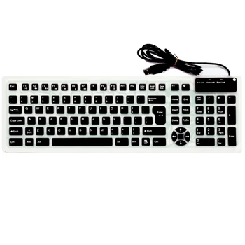 

English Layout 107 Keys Silent Silicone Foldable Keyboard Waterproof Usb Wired Portable Keyboard For Tablet Pc Windows(Black)