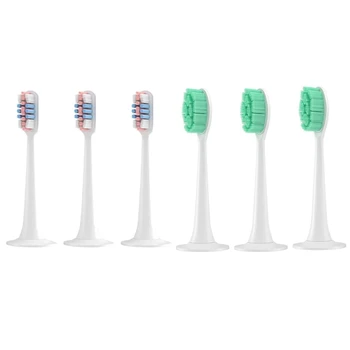 

6 Pcs for Xiaomi T300/T500 Sonic Electric Toothbrush Heads 3D Oral Whitening Tooth Brush Heads,3 Pcs Green & 3 Pcs Pink