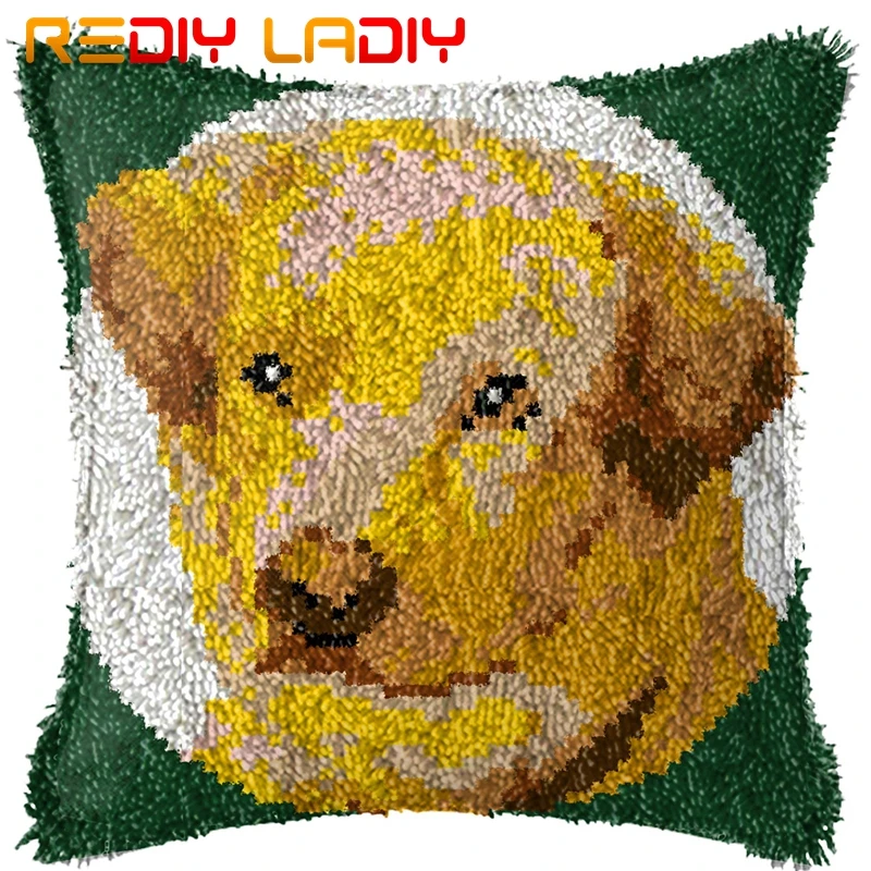 Latch Hook Cushion Friend Dog Pillow Case Pre Printed Color Canvas