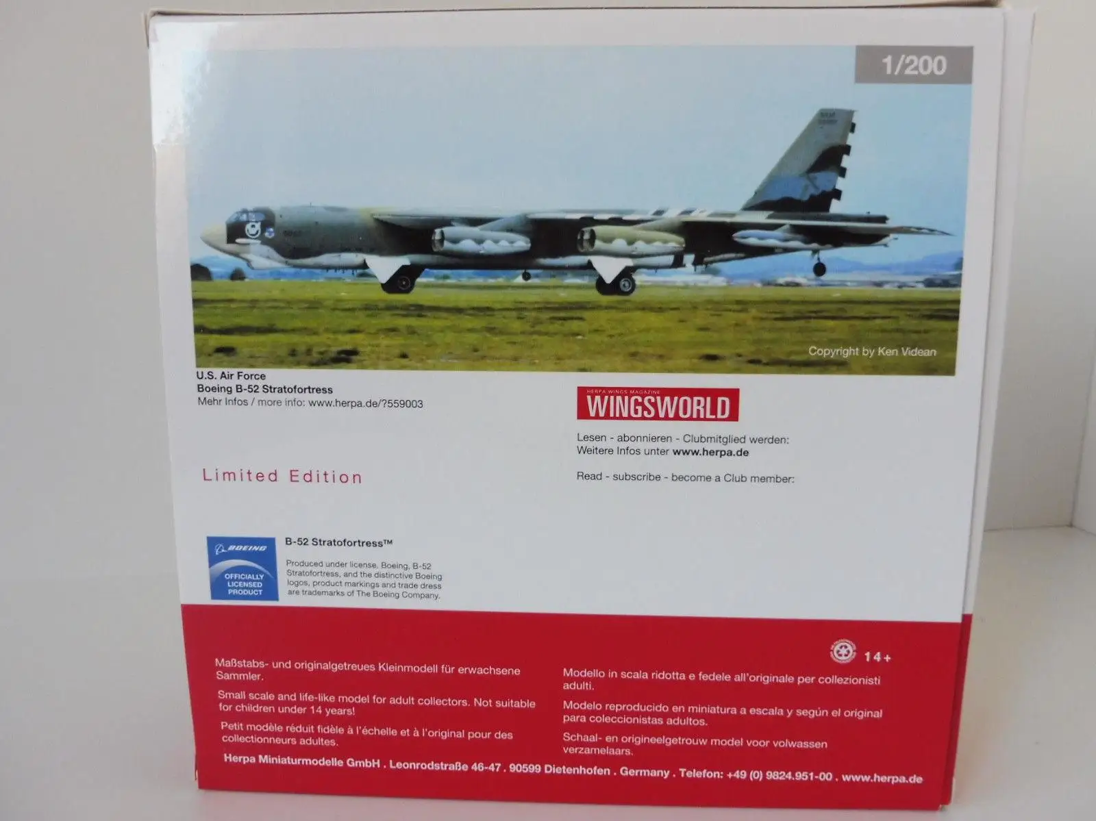 Герпа ВВС США Боинг B-52H стратокрепостью 644-я бомбардировочная эскадрилья 410-я бомбардировка крыла К. И. Модель литья под давлением Sawyer 1/200
