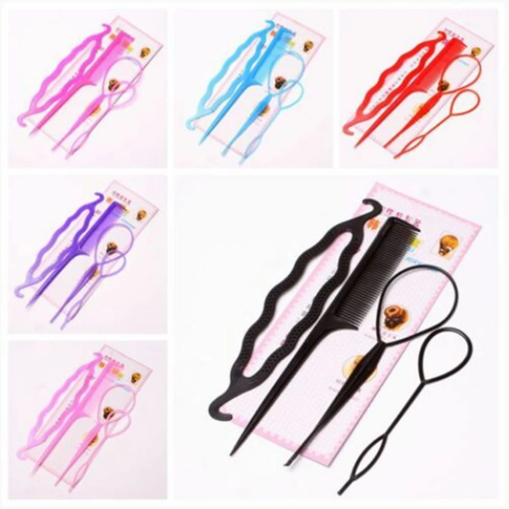 wedding hair clips 4pcs Girls Hair Styling Clip Stick Bun Maker Braid Tool 6 Color Optional A88 hair bow for ladies