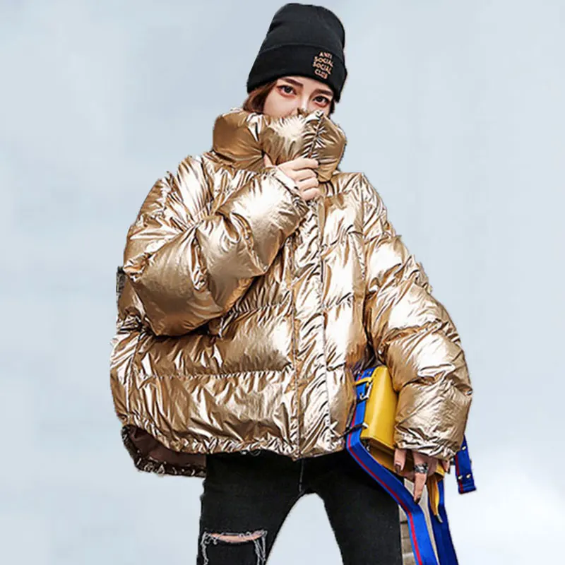 

2019 Glossy Down Cotton Coat Parka Winter Women Jacket Fur Hooded Winter Warm Thick Short Parka Winter Coat Jacket Women 544