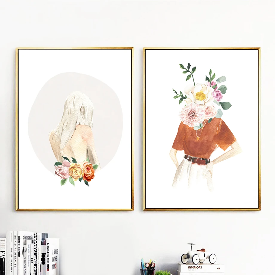 Flower-Girl-Face-Line-Abstract-illustration-Wall-Art-Canvas-Painting-Nordic-Posters-AndPrints-Wall-Picture-For (1)