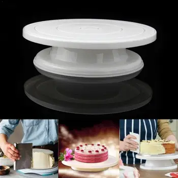 

1 PCS Plastic Cake Plate Turntable Rotating Anti-skid Rotary Table DIY Cake Kitchen Pan Baking Cake Tool Decorating Stand R P1P3