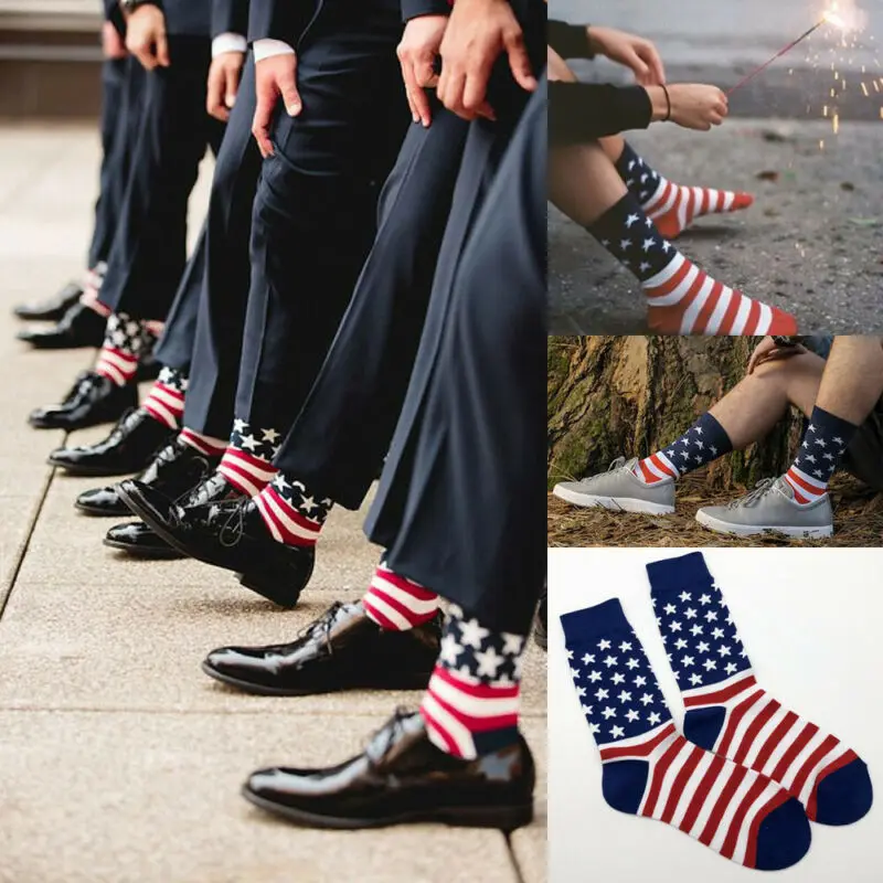 

2029 hot new Men USA American Flag Patriotic summer Breathable calcetines de rayas print socks Stars Stripes Mens Crew Socks