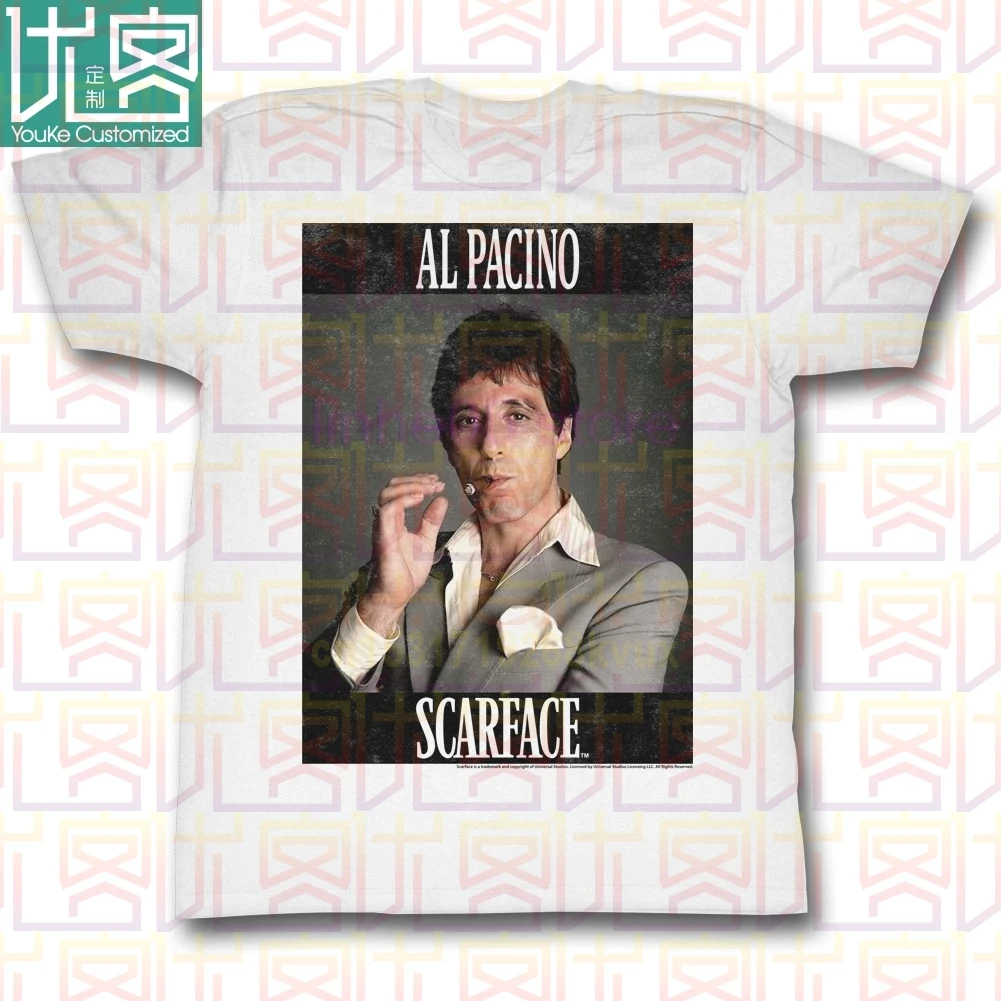 Scarface Tony Montana Al Pacino Licensed Adult T Shirt Brand 2020 Male Short Sleeve Top Tee Movie | Мужская одежда