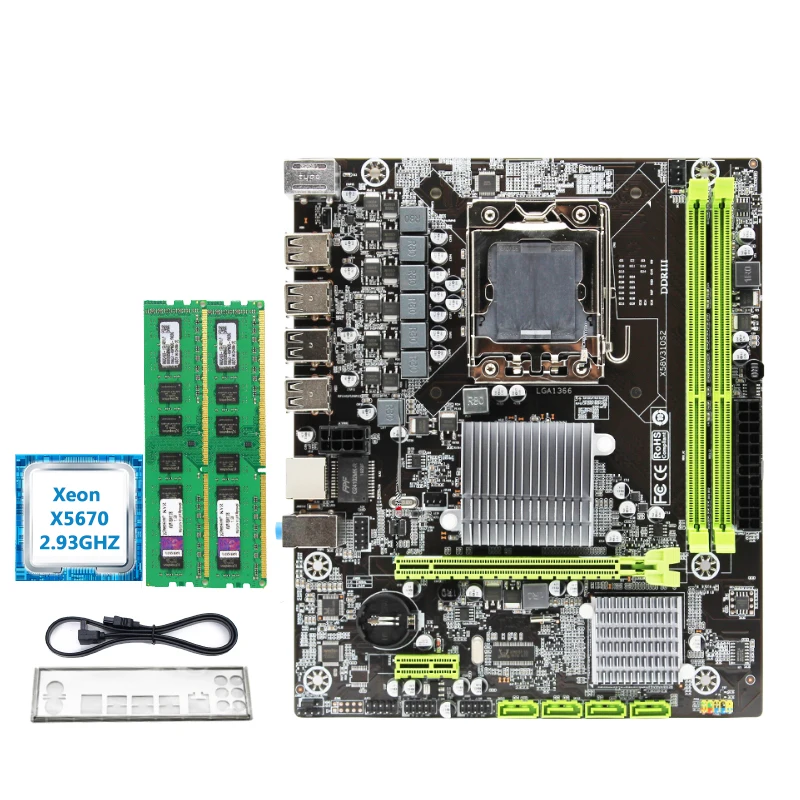 X58 настольная материнская плата LGA 1366 M ATX с 16 Гб оперативной памяти (2*8 ГБ) Intel Xeon