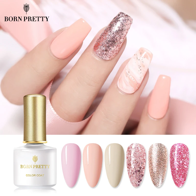 BORN PRETTY Nude розовое золото замочить от Ультрафиолетовый гель с блестками УФ-гель для дизайна ногтей лак красочные блестки маникюр