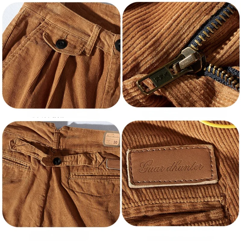 Autumn and Winter New Men 's Corduroy Casual Pants Loose Straight Trousers Vertical Corduroy Japanese-Style Retro Overalls