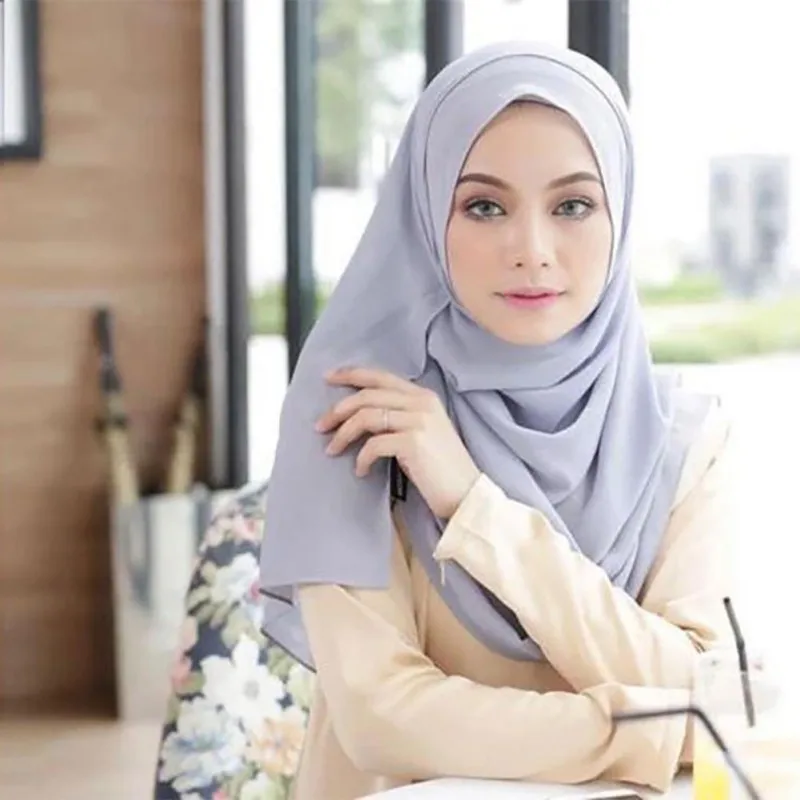 

women plain bubble chiffon scarf hijab wrap printe solid color shawls headband muslim hijabs scarves/scarf New Vcqy