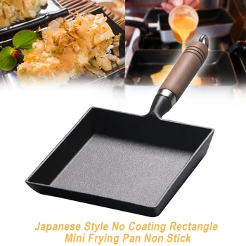 

Thickened Japanese Style Mini Heat Resistant Cast Iron No Coating Omelette Kitchen Tamagoyaki Rectangle Non Stick Frying Pan