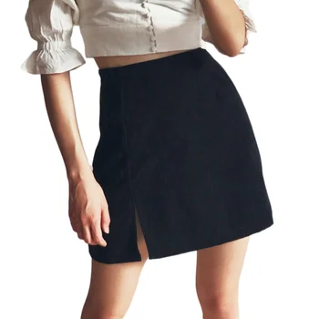 

New Women skirt Solid Color A Line Bag Hip Mini Casual Slits High Waist Summer Sexy slim high waist zip women skirts W3