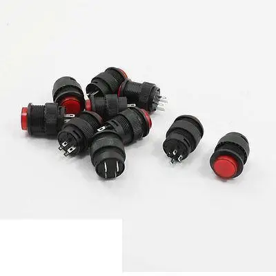 

125VAC 3A Red Pilot Lamp SPST Latching Solder Push Button Switch 10 Pcs