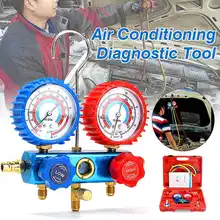 Kit de refrigeración de aire acondicionado para coche, Kit de reparación de aire acondicionado R134A HVAC A/C, Juego de manómetro de CA, Kit de servicio automático, herramienta de llenado de flúor