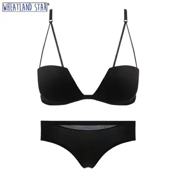 

Black bralette and panty set sexy lingerie wire free bra push up wheatland star 2020 Trendy women's underwear women's panties