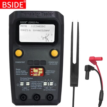 

BSIDE ESR02 pro Multi-purpose Transistor Tester Diode Triode Capacitance Resistor Meter LCD ESR meter MOS/PNP/NPN SMD Tester