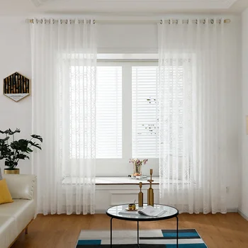 

Nordic Simple White Tulle Curtains For Living Room Semi Sheer Voile Light Filtering Window Curtain Grommet Panel For Dining Room