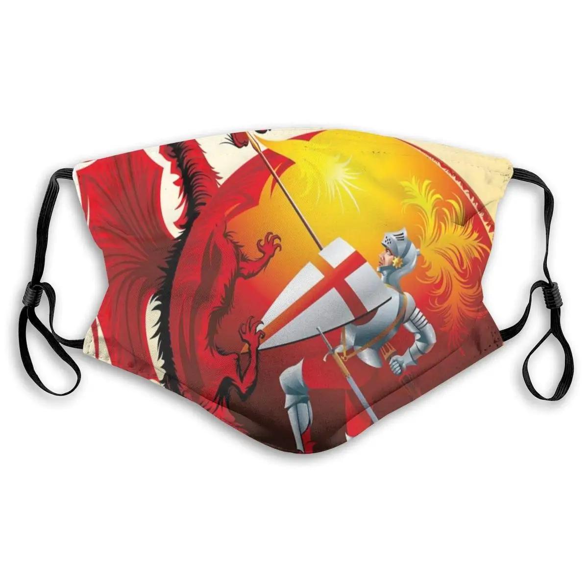 

Mouth Mask,Sanitary Mask,Protection From Dust, Ash,Pollen Face Masks Saint George With Fire Spitting Winged Creature Royal
