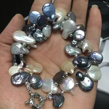 2ROW кофе белый микс монета пресноводный жемчуг браслет