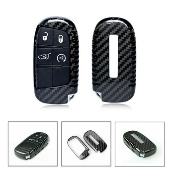 

1PCS Black Carbon Fiber RemoteCar Key Case Fob Cover For Jeep Cherokee Dodge Chrysler 200