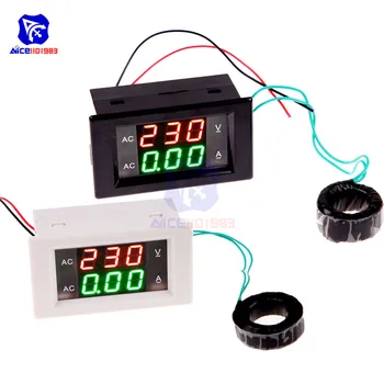 

diymore AC 60 -300V 100A Digital Voltmeter Ammeter Red Green Dual LED Panel Voltage Current Detector Tester with CT