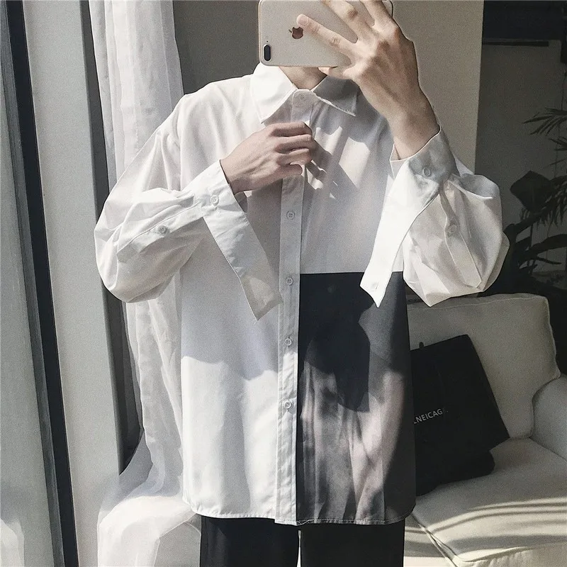 Рубашка в стиле оверсайз Ulzzang для мужчин и женщин гавайская сорочка Харадзюку