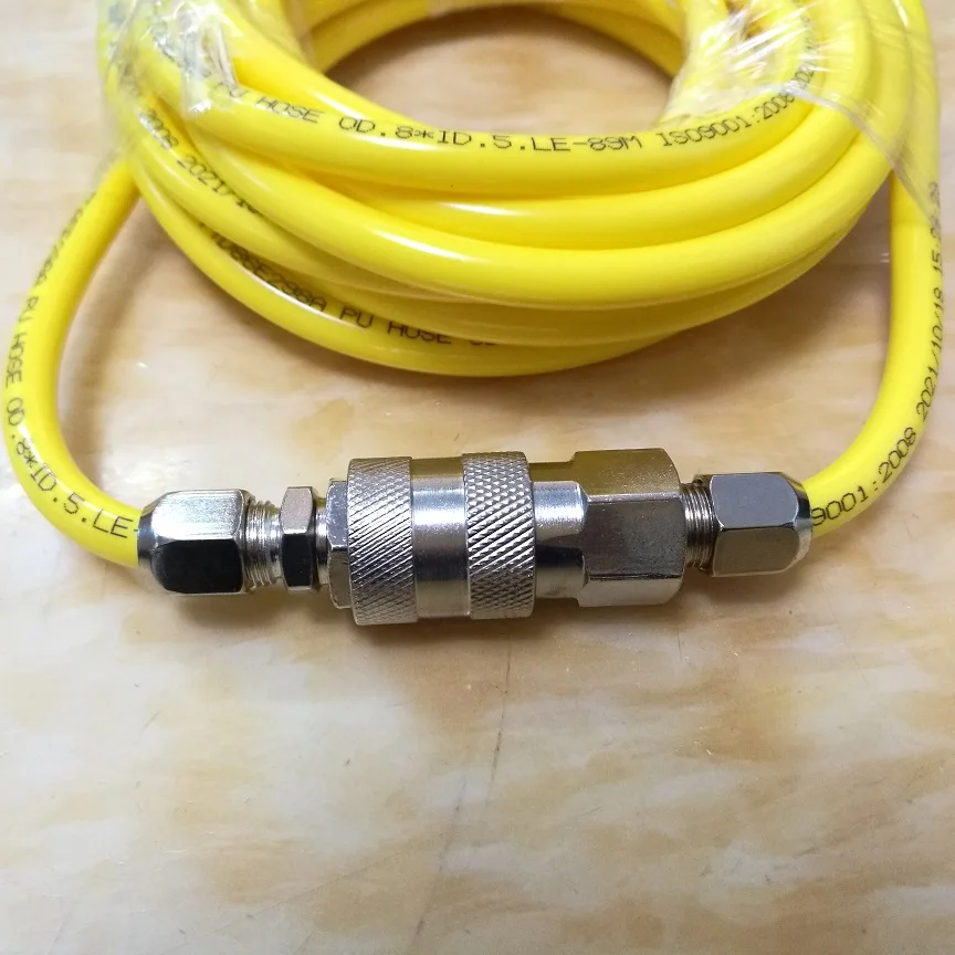 5 10 15 20Meters Yellow PU Trachea 8x5mm Frost Resistance Polyurethane Air Compressor Hose Air Duct Standard European Joint